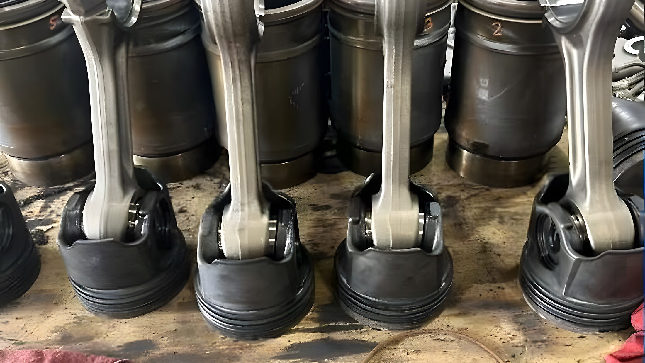 Diesel engine pistons and connecting rods rebuilt by Herling Fleet Services